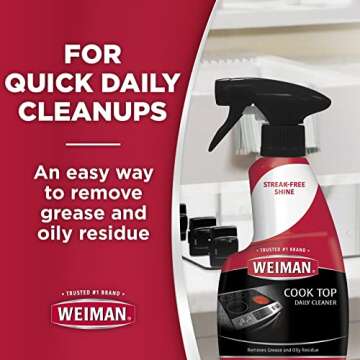 Weiman Ceramic and Glass Cooktop - 10 Ounce - Stove Top Daily Cleaner Kit - 12 Ounce - Glass Inducti...