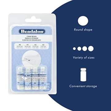 Beadalon Crimp Bead Assorted Sizes Variety Pack Silver Plated - 600 pcs, Sizes 0, 1, 2, 3, for Jewel...