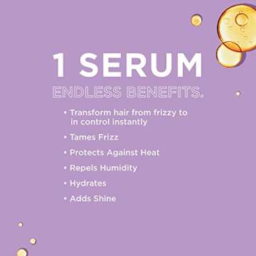 John Frieda Frizz Ease Original Hair Serum, Protecting Against Frizz, Heat, and Humidity While Adding Shine, Smooths Strands and Hydrates Parched Hair with Argan, Coconut, and Moringa Oil, 1.69 Oz