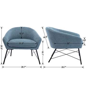 chairus Mid-Century Accent Chair Fabric Upholstered Lounge Arm Chair, Comfy Reading Chair Single Sofa for Living Room/Bedroom/Club, Dusty Blue