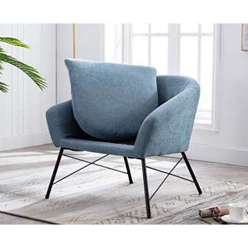 chairus Mid-Century Accent Chair Fabric Upholstered Lounge Arm Chair, Comfy Reading Chair Single Sofa for Living Room/Bedroom/Club, Dusty Blue