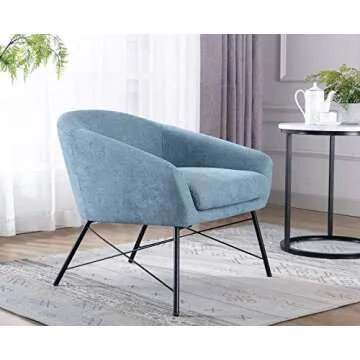 chairus Mid-Century Accent Chair Fabric Upholstered Lounge Arm Chair, Comfy Reading Chair Single Sofa for Living Room/Bedroom/Club, Dusty Blue