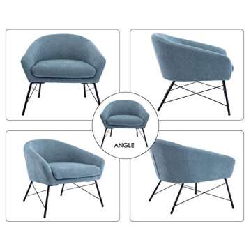 chairus Mid-Century Accent Chair Fabric Upholstered Lounge Arm Chair, Comfy Reading Chair Single Sofa for Living Room/Bedroom/Club, Dusty Blue