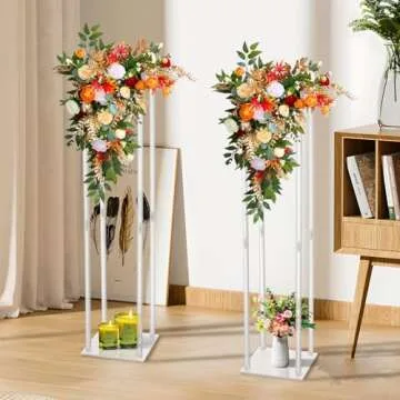 Dyna-Living Acrylic Flower Stand for Wedding 4pcs 31.5 inch Tall Flower Vases for Centerpieces Flowers Vases Clear Flower Column Stand for Table Weddings Parties Decoration (31.5 inch 4pcs)