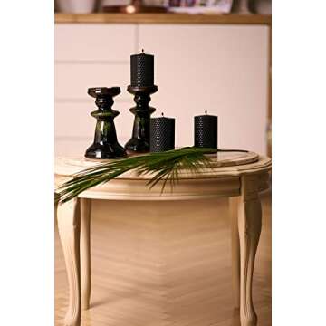 Black Beeswax Candle Gift Set. 3 Colored Beeswax Pillar Candles With Natural Honey Scent and Hand Made Honeycomb Charm for Gift and Home Decor (Black Candles, 3 pcs, Size 3.3 x 1.8 in) Made in Ukraine