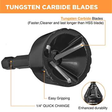 Jerax tools Tungsten Carbide Chamfering Drill Bit 1/4" to 3/4" Uniburr, Bolt Thread Repair Tool for ...