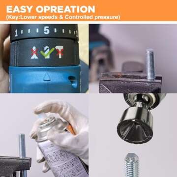 Jerax tools Tungsten Carbide Chamfering Drill Bit 1/4" to 3/4" Uniburr, Bolt Thread Repair Tool for Removing Burr, Quick Release Hex Shank Deburring Tool for Metal, Rod, Tube, Screw, Dowel, Sheet,Pipe