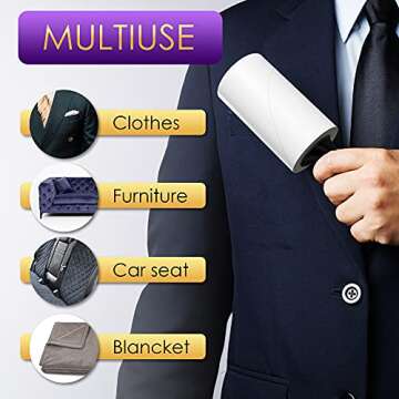 Lint Rollers Pet Hair Value Pack of 450 Sheets / 5 Refills, Sticky Roller Pet Hair, Lint Remover Dog Hair, Cat Hair, Fuzz, Animal Fur, Large Lint Removal Roller Clothe, Couch, Furniture. Stick Roller