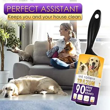 Lint Rollers Pet Hair Value Pack of 450 Sheets / 5 Refills, Sticky Roller Pet Hair, Lint Remover Dog Hair, Cat Hair, Fuzz, Animal Fur, Large Lint Removal Roller Clothe, Couch, Furniture. Stick Roller