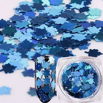 Aysekone 12 Boxes DIY Colored Maple Leaf Sequins Laser Nail Art Glitter Thin Paillette Flakes Stickers Colorful Confetti Stickers Manicure Nail Art Supplies Christmas Nail Manicure Decals Decorations