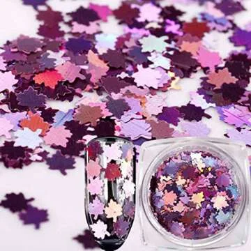 Aysekone 12 Boxes DIY Colored Maple Leaf Sequins Laser Nail Art Glitter Thin Paillette Flakes Stickers Colorful Confetti Stickers Manicure Nail Art Supplies Christmas Nail Manicure Decals Decorations