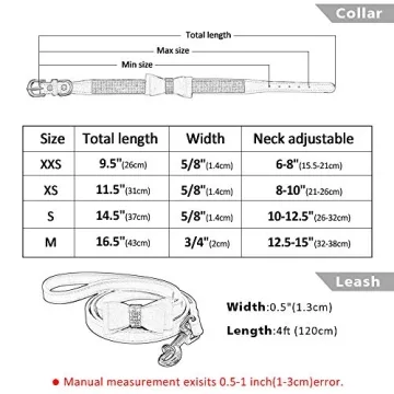 Beirui Rhinestone Dog Collar and Leash Set for Pets