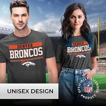 Team Fan Apparel NFL Adult Team Block Tagless T-Shirt - Cotton Blend - Charcoal - Perfect for Game D...