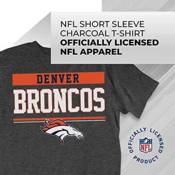 Team Fan Apparel NFL Adult Team Block Tagless T-Shirt - Cotton Blend - Charcoal - Perfect for Game Day - Comfort and Style (Denver Broncos - Charcoal, X-Large)