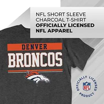 Team Fan Apparel NFL Adult Team Block Tagless T-Shirt - Cotton Blend - Charcoal - Perfect for Game Day - Comfort and Style (Denver Broncos - Charcoal, X-Large)