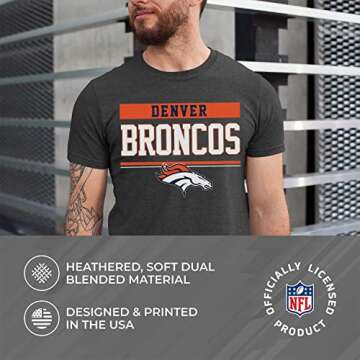 Team Fan Apparel NFL Adult Team Block Tagless T-Shirt - Cotton Blend - Charcoal - Perfect for Game Day - Comfort and Style (Denver Broncos - Charcoal, X-Large)