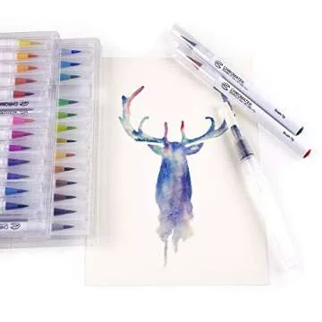 CHROMATEK 30 Watercolor Brush Pens with Tutorial Pad