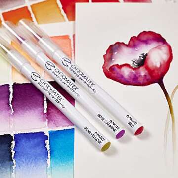 CHROMATEK 30 Watercolor Brush Pens with Tutorial Pad
