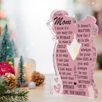 Mom Gifts from Daughter Christmas Gift for Mom, Mom Birthday Ideas Gift Cool Mother's Day Gifts from Daughter Best Mom Ever Gifts New Mom Single Mom Christmas 2024 Acrylic Plaque Sign 5x3in