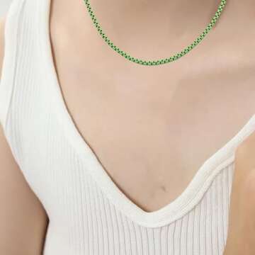 Aonklot Stocking Stuffers Holiday Outfits for Women 2024 Neon Accessories Neon Necklace for Women Colorful Beaded Necklace Box Chain Necklace 80s 90s Outfits for Women