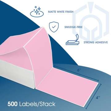 Spartan Industrial Direct Thermal 4" X 6" Fanfold Pink Shipping Labels | (500 Total 4x6 Fan-fold Lab...