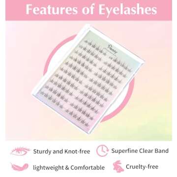 Heasy Manga Lash Clusters, Natural Lashes Clusters 120pcs Wispy Manhua Natural Lash Extensions Clear Band Lash Clusters with Spiky Individual Lashes DIY at Home, black