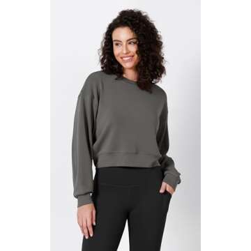 ODODOS Modal Soft Cropped Long Sleeve Sweatshirt for Women