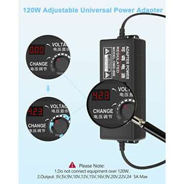 Aclorol 4V-24V 5A Adjustable Power Supply with 14 Tips