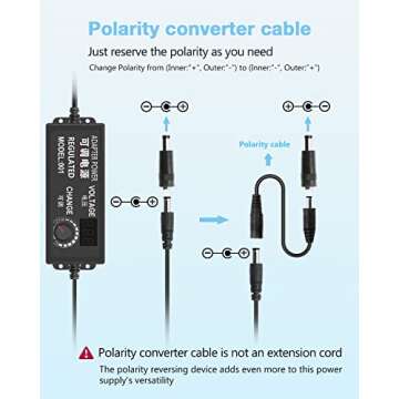 Aclorol 4V-24V 5A Adjustable Power Supply with 14 Tips