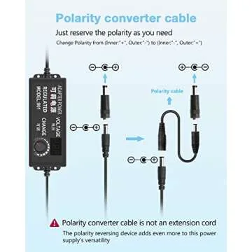 Aclorol 4V-24V 5A Adjustable Power Supply with 14 Tips