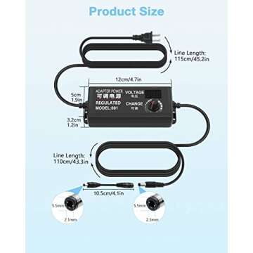 Aclorol 4V-24V 5A Adjustable Power Supply with 14 Tips
