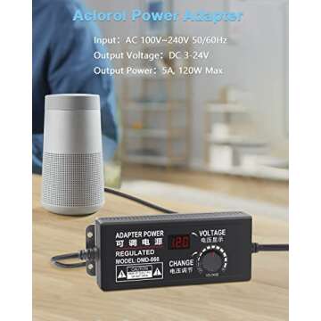 Aclorol 4V-24V 5A Adjustable Power Supply with 14 Tips