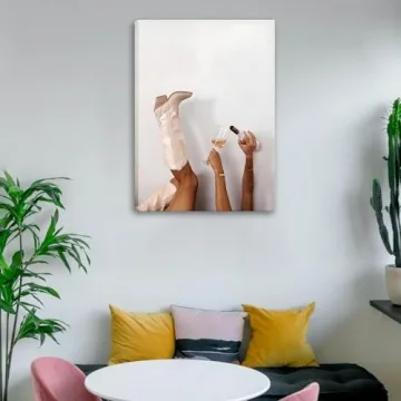 Trendy Cowgirl Boots Wall Art for Teen Girls Room