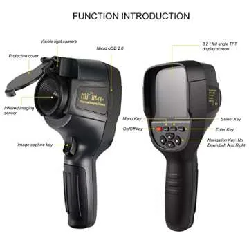 256X192 Higher IR Resolution HT-18+ Handheld Thermal Camera from HTI - Newest Update, IR Resolution Improved to 256x192 with 25 HZ, 300,000 Pixels, Easy to Read 3.2" Color Display, Includes Battery