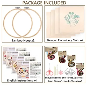 Picoey Flower Embroidery Kit for Beginners