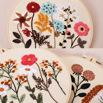 Picoey Flower Embroidery Kit for Beginners