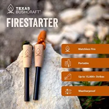 Texas Bushcraft Fire Starter - Robust Ferro Rod for Camping