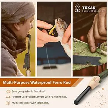 Texas Bushcraft Fire Starter - Robust Ferro Rod for Camping