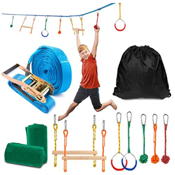 Ninja Obstacle Course Kit with Swing Obstacles & Slackline