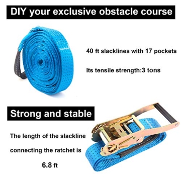 Ninja Obstacle Course Kit with Swing Obstacles & Slackline