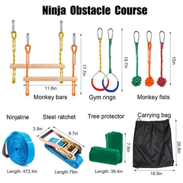 Ninja Obstacle Course Kit with Swing Obstacles & Slackline