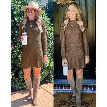 luvamia Cute Dresses for Women Date Night Dress Ladies Fall Dresses Cozy Fall Clothes for Women Brown Size Small Size 4 Size 6