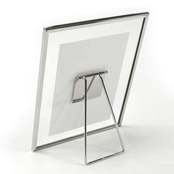 MIMOSA MOMENTS Silver Metal Floating Pressed Glass Picture Frame with Metal Easel, Photo Display for Desk (Silver, 4x6)
