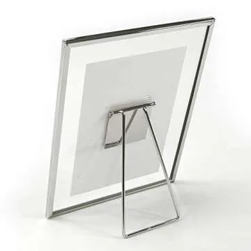 MIMOSA MOMENTS Silver Metal Floating Pressed Glass Picture Frame with Metal Easel, Photo Display for Desk (Silver, 4x6)