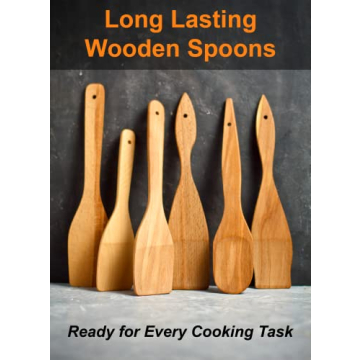 ECOSALL Wooden Cooking Spoons Set - 100% Natural Beechwood