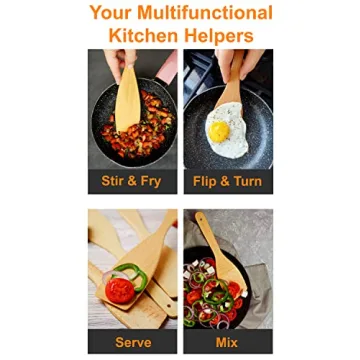 ECOSALL Wooden Cooking Spoons Set - 100% Natural Beechwood