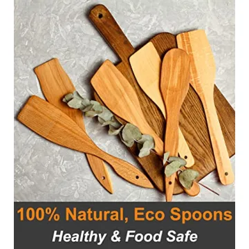 ECOSALL Wooden Cooking Spoons Set - 100% Natural Beechwood