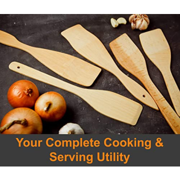 ECOSALL Wooden Cooking Spoons Set - 100% Natural Beechwood