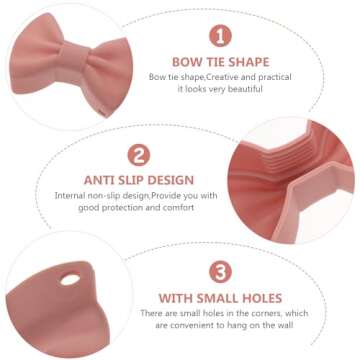 Hemoton 2 Pairs Silicone Bowknot Assist Handle Holder, Cast Iron Handle Cover Pot Handle Holders Non-Slip Pot Holder Sleeve for Cast Iron Skillets Cookware (Pink)