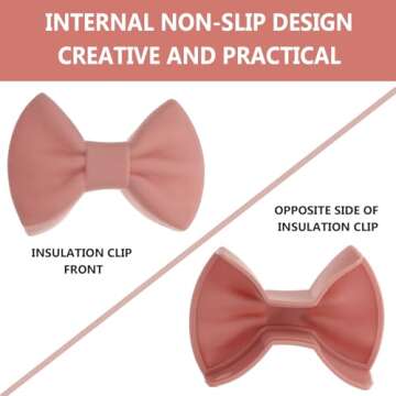 Hemoton 2 Pairs Silicone Bowknot Assist Handle Holder, Cast Iron Handle Cover Pot Handle Holders Non-Slip Pot Holder Sleeve for Cast Iron Skillets Cookware (Pink)